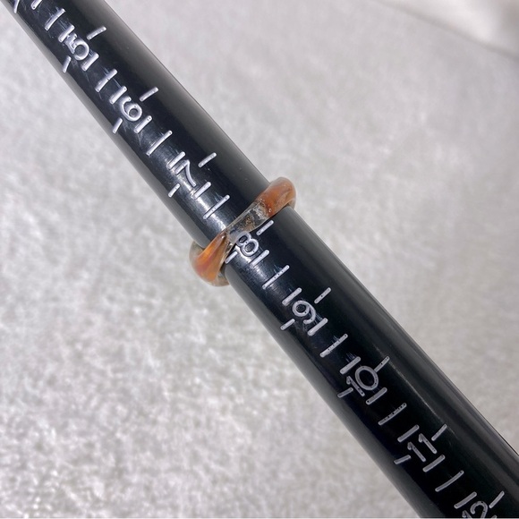 Vintage Art Glass Handmade Orange Gold Red Band Ring - Picture 10 of 11